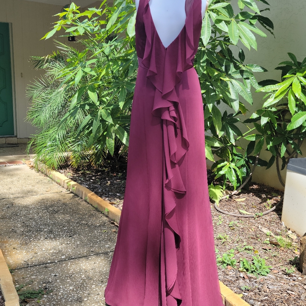 David's Bridal Red Wine Formal Long Gown Size 2 - Picture 5 of 16